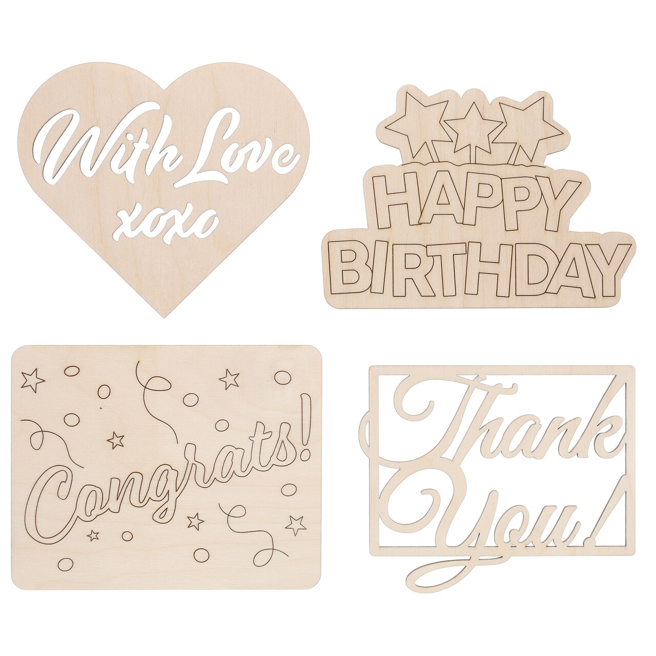 Hampton Art - Crate D�cor, Made W/ Love 5.75"x9" to 2.6"x5.75", 4pc, Unfinished Wood Cutouts, Wood Cutouts for Crafts, Wood Shapes for Crafts, Wood Cut Outs, Wooden Painting Crafts